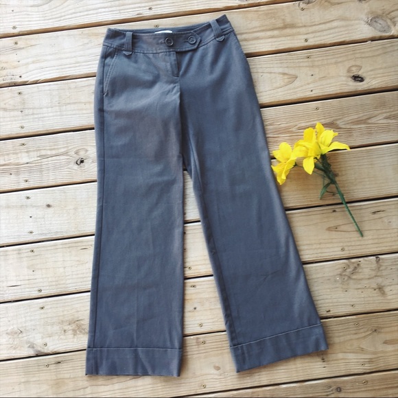 LOFT Pants - Loft Marissa Gray Wide Leg Cuffed Trousers